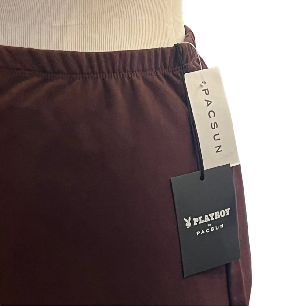 NWT Playboy By Pacsun M Mini Skirt Princess Bow Brown Women’s Medium Stretch - Picture 5 of 12
